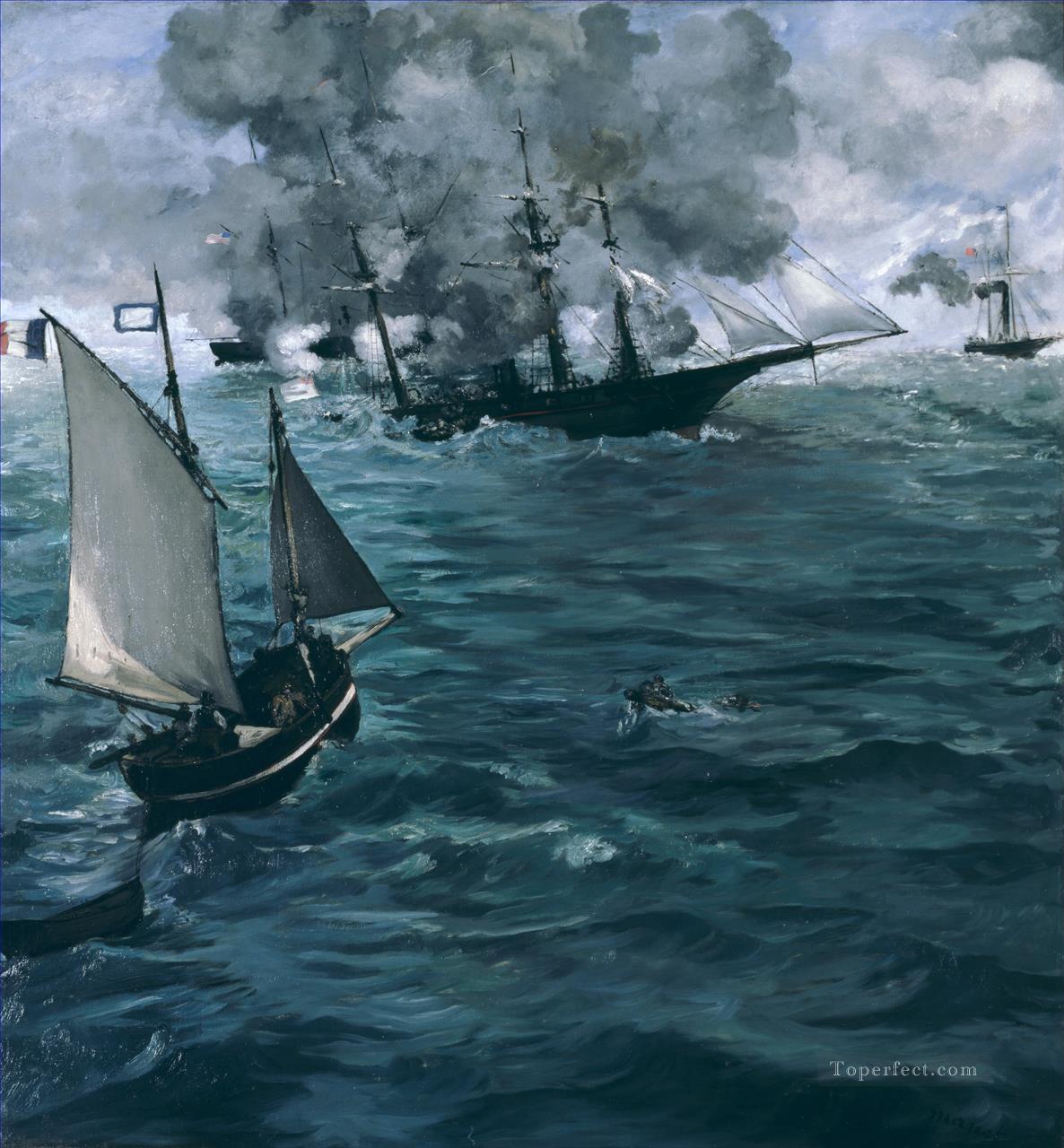 キアセージとアラバマの戦い エドゥアール・マネ油絵